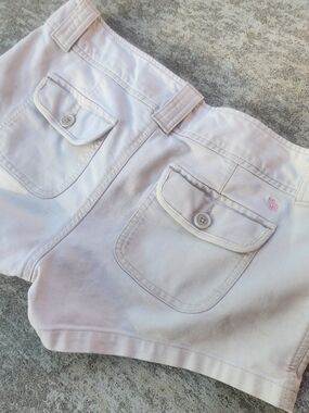 Y2K Abercrombie & Fitch Micro Mini Booty Cream Shorts Flap Back Pocket, Sz 8